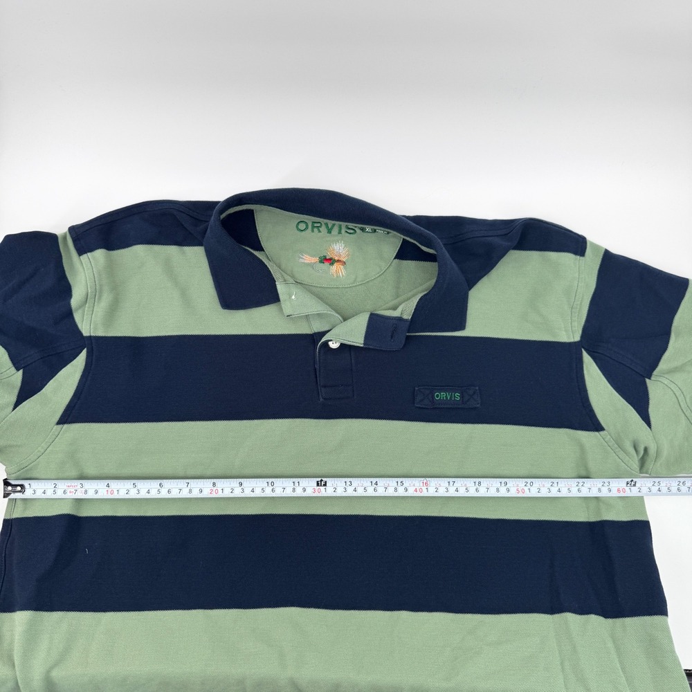 Orvis Polo Shirt Mens XL Green Blue Striped Pique Fly Fishing Outdoor - Picture 11 of 11